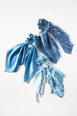 Assorted Patterned Hair Scarf Scrunchies, Set of 3