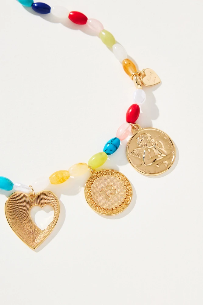 Beaded Multi Charm Necklace