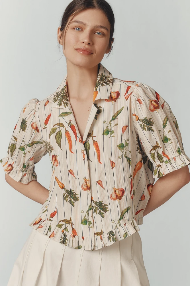 Maeve Short-Sleeve Femme Collared Blouse