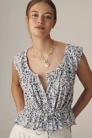 Pilcro Sleeveless Scoop-Neck Tie-Waist Blouse