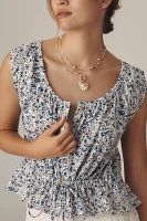 Pilcro Sleeveless Scoop-Neck Tie-Waist Blouse