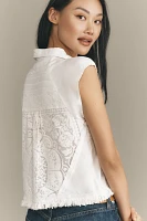 Pilcro Sleeveless Button-Front Lace Blouse