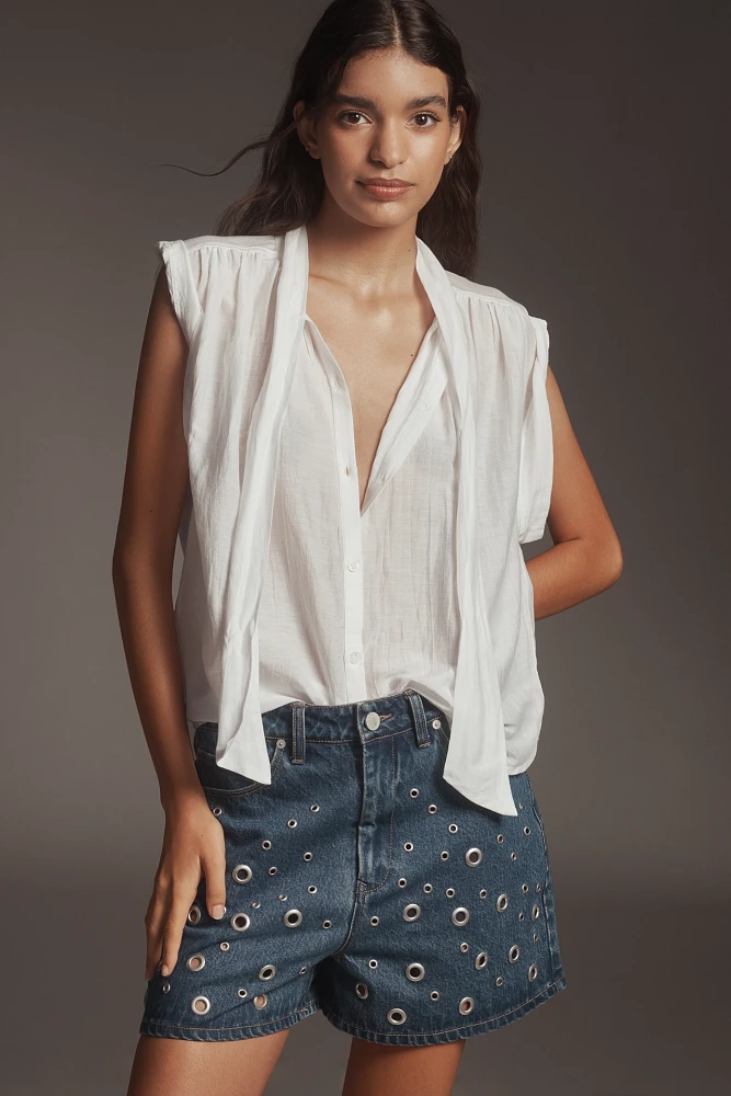 Citizens of Humanity Penny Silk Blend Tie-Neck Blouse