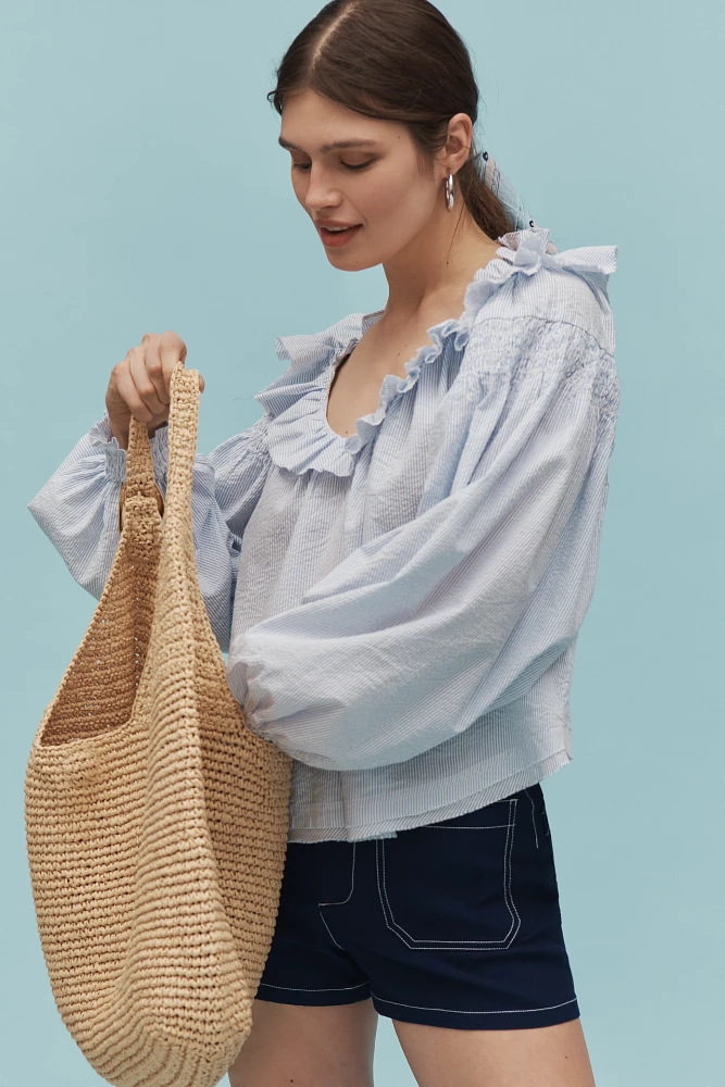 By Anthropologie Ruffled V-Neck Blouse