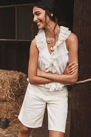 By Anthropologie Sheer Ruffle Swing Top