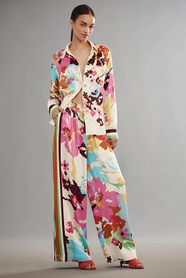 Conditions Apply Blooming Long-Sleeve Collared Blouse