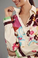 Conditions Apply Blooming Long-Sleeve Collared Blouse