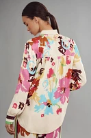 Conditions Apply Blooming Long-Sleeve Collared Blouse