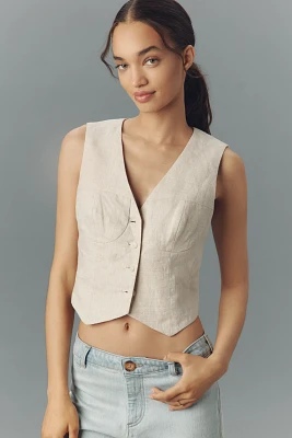 ASTR The Label Ossa Linen Crop Vest