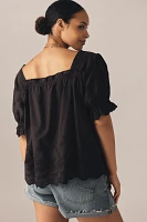 By Anthropologie Puff-Sleeve Eyelet Top
