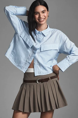 Maeve Patch Pocket Crop Buttondown Shirt