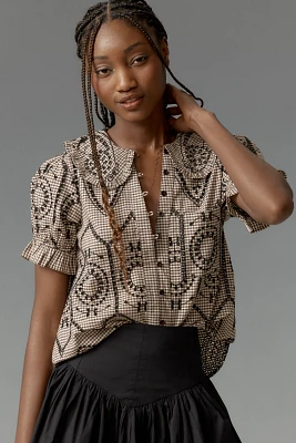 The Keira Gingham Blouse by Pilcro