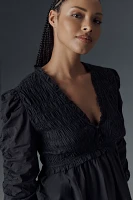 By Anthropologie Ruched-Sleeve Smocked Blouse