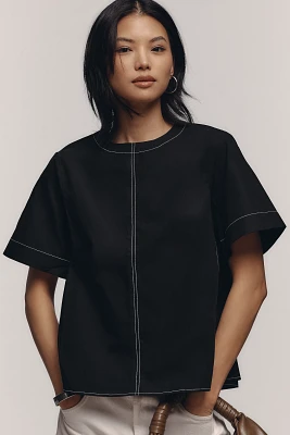 The Emmy Short-Sleeve Swing Blouse by Maeve