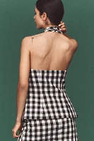 Maeve Linen Blend Gingham Halter Top