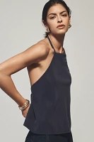 Maeve Linen Blend Square-Neck Halter Top
