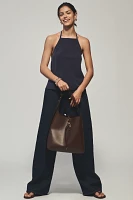 Maeve Linen Blend Square-Neck Halter Top