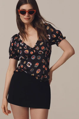 Maeve Puff-Sleeve Popover Blouse