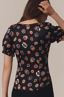 Maeve Puff-Sleeve Popover Blouse