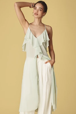 By Anthropologie Ruffled Cross-Back Long Tank