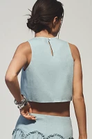 Mare Sleeveless Crop Denim Tank