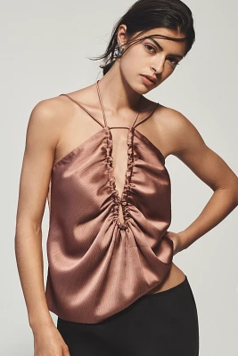 Mare Tie-Neck Keyhole Silky Tank