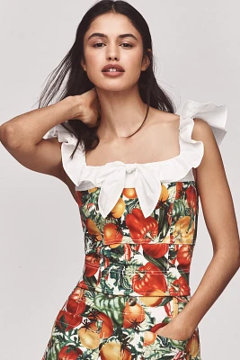 Maeve Flutter-Sleeve Crop Blouse