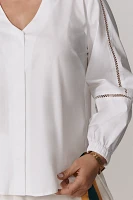 Universal Standard Plus Cotton Poplin V-Neck Blouse