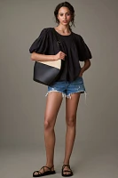The Liza Puff-Sleeve Smocked Linen Top