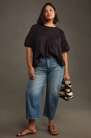 The Liza Puff-Sleeve Smocked Linen Top