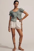 Pilcro Short-Sleeve Sheer Silky Blouse