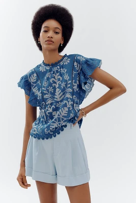 Farm Rio x Anthropologie Short-Sleeve Printed Blouse
