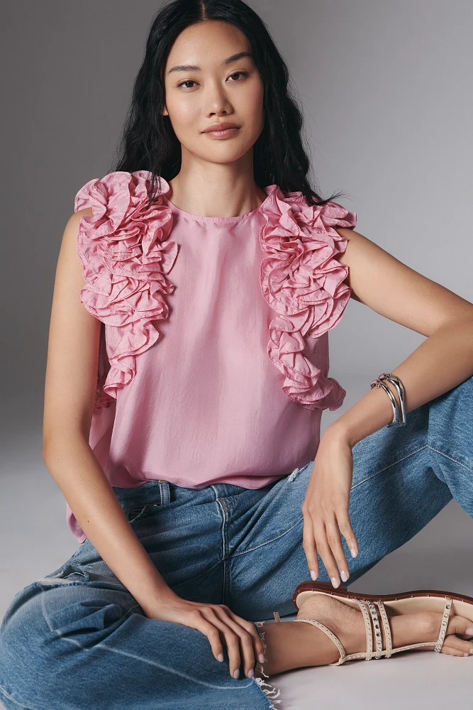 Essentiel Antwerp Honour Multi-Ruffle Silk Top
