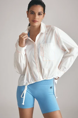 By Anthropologie Drawstring Buttondown Top