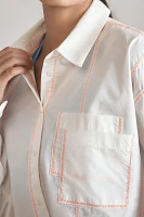 By Anthropologie Drawstring Buttondown Top