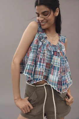 Pilcro Scallop-Hem Patchwork Tank