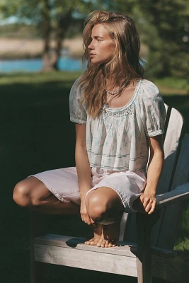 Pilcro Cotton-Blend Puff-Sleeve Crop Blouse