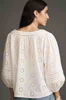 Pilcro Long-Sleeve Eyelet Swing Blouse