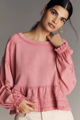 Pilcro Long-Sleeve Crop Babydoll Top