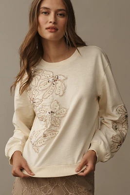 Pilcro Beaded Embroidered Sweatshirt