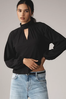 Nation Los Angeles Rosalie Long-Sleeve Keyhole Blouse