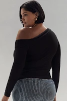 AFRM Vivica Plus Off-The-Shoulder Ruffle Mesh Top