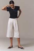 By Anthropologie Ruched Cap-Sleeve Top