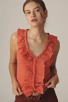Pilcro V-Neck Ruffle-Front Tank Top