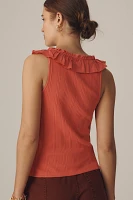 Pilcro V-Neck Ruffle-Front Tank Top