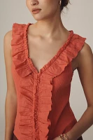 Pilcro V-Neck Ruffle-Front Tank Top