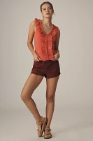 Pilcro V-Neck Ruffle-Front Tank Top