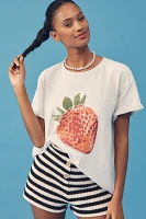 By Anthropologie Strawberry Graphic Short Sleeve Tee