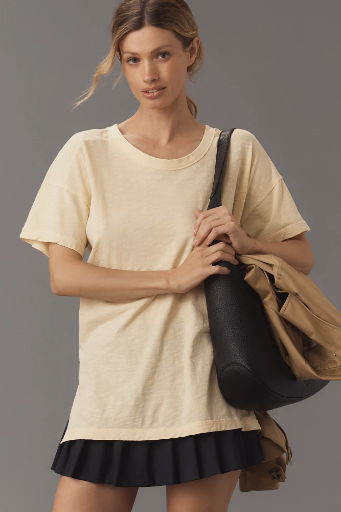 The Jordyn Cotton-Slub Crew-Neck Oversized Tee by Pilcro