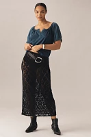 Pilcro Puff-Sleeve Scoop-Neck Henley Tee